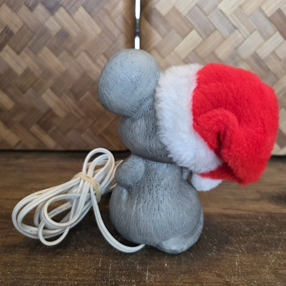 Vintage Ceramic Christmas Mouse Night Light 6.25